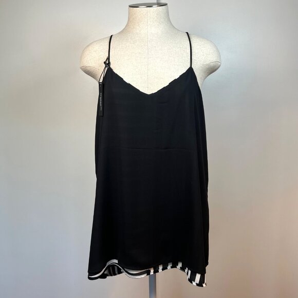 NEW EXPRESS Barcelona Cami Black and White Striped Reversible V-Neck Tank Top L - Picture 7 of 11